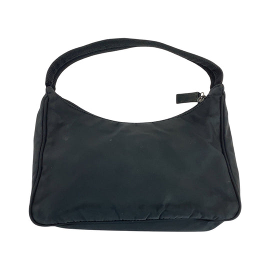 PRADA Handbag Nylon Black SilverMetal Handbag accessory pouch Tessuto Hobo Triangle With logo Women Used Authentic