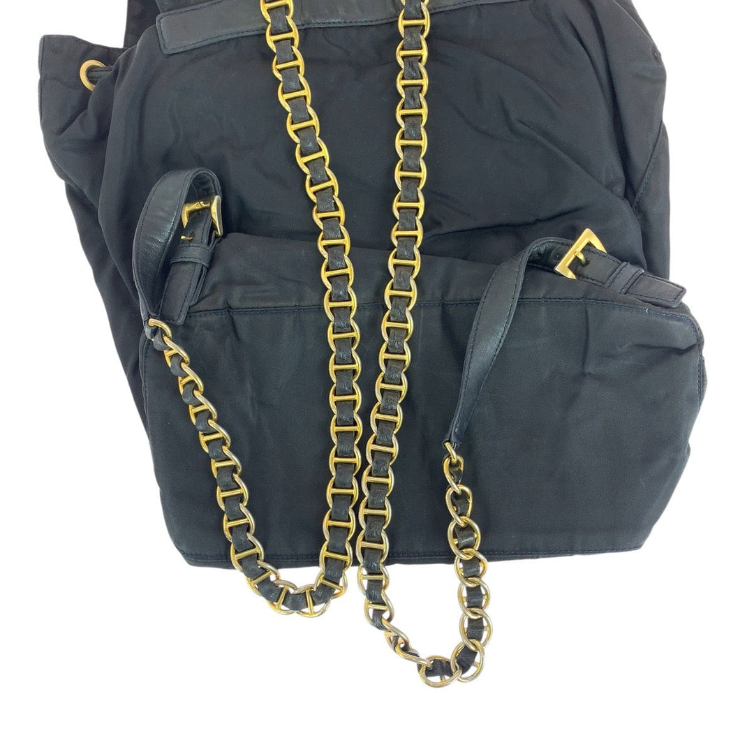 PRADA Backpack Nylon, Leather black Backpacks & Daypacks Backpacks Test Triangle With logo Women Used Authentic