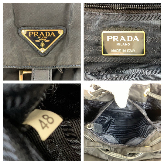 PRADA Backpack Nylon, Leather black Backpacks & Daypacks Backpacks Test Triangle With logo Women Used Authentic