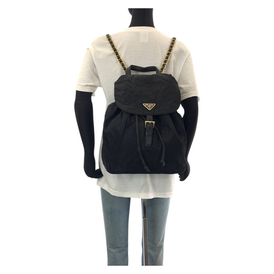 PRADA Backpack Nylon, Leather black Backpacks & Daypacks Backpacks Test Triangle With logo Women Used Authentic