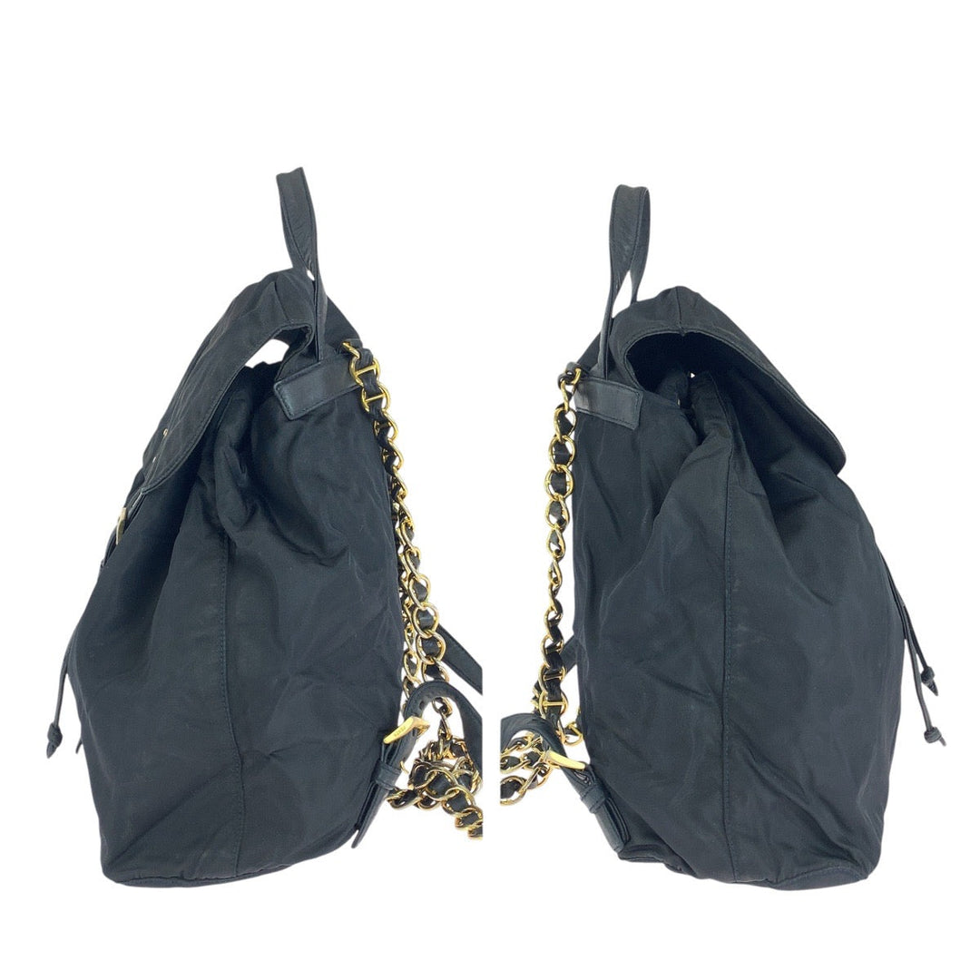 PRADA Backpack Nylon, Leather black Backpacks & Daypacks Backpacks Test Triangle With logo Women Used Authentic