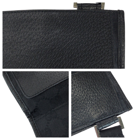 GUCCI Shoulder Bag 27639 GG canvas Black SilverMetal Shoulder Bag pochette mens Used Authentic