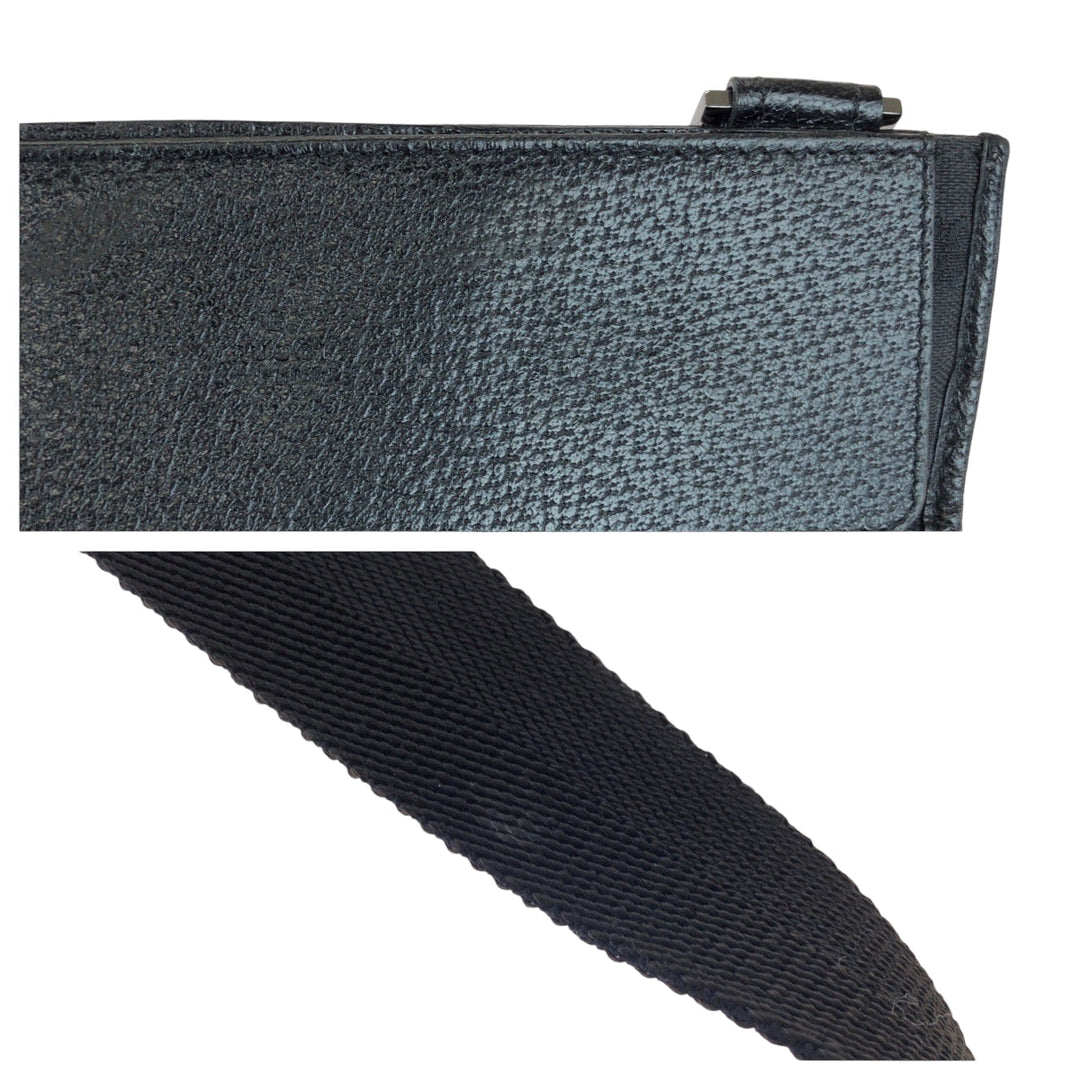 GUCCI Shoulder Bag 27639 GG canvas Black SilverMetal Shoulder Bag pochette mens Used Authentic