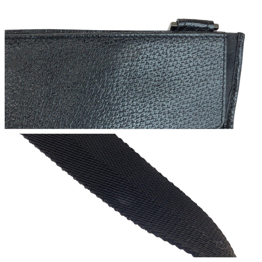 GUCCI Shoulder Bag 27639 GG canvas Black SilverMetal Shoulder Bag pochette mens Used Authentic