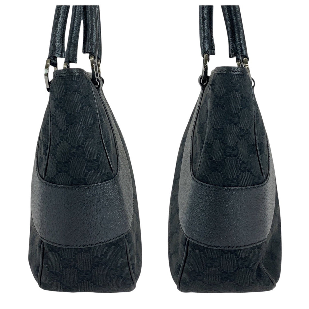 GUCCI Tote Bag 113011 GG canvas, leather Black black Tote Bag Shoulder Bag Women Used Authentic