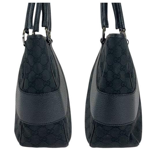 GUCCI Tote Bag 113011 GG canvas, leather Black black Tote Bag Shoulder Bag Women Used Authentic