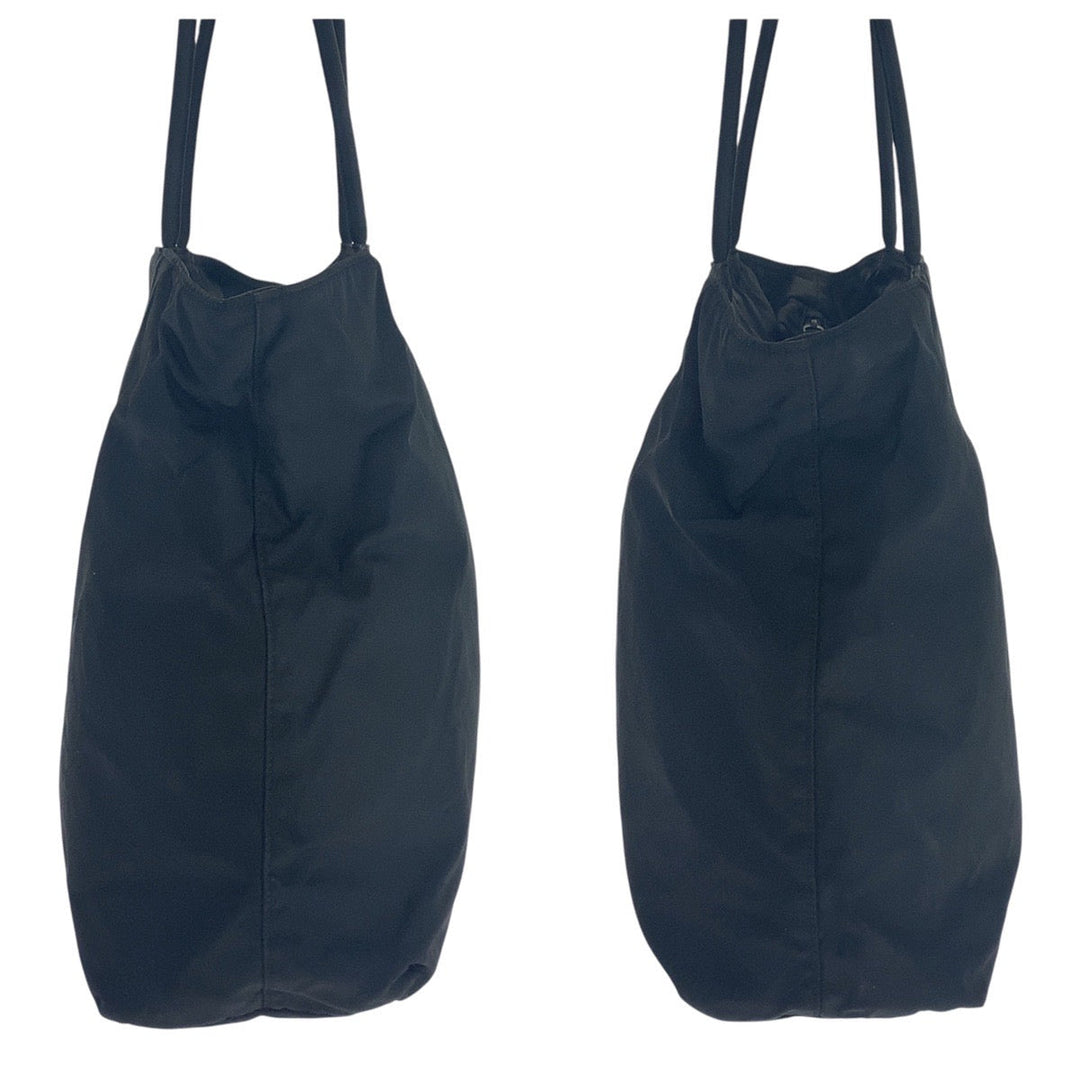 PRADA Shoulder Bag Nylon Black SilverMetal Shoulder Bag Tote Bag Test Triangle With logo Women Used Authentic