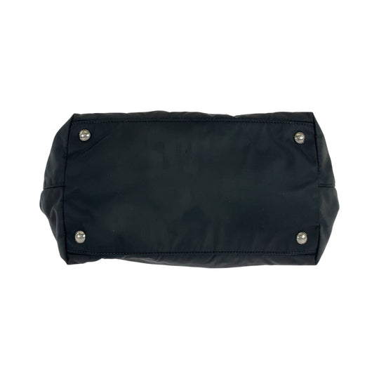 PRADA Tote Bag BN1601 Nylon Black SilverMetal Tote Bag handbag Test Ribbon TriangleWith logo Women Used Authentic