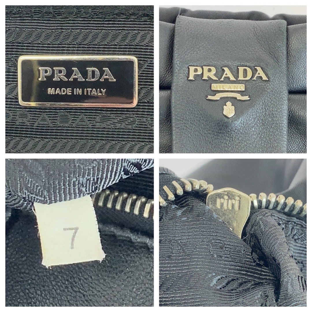 PRADA Tote Bag BN1601 Nylon Black SilverMetal Tote Bag handbag Test Ribbon TriangleWith logo Women Used Authentic