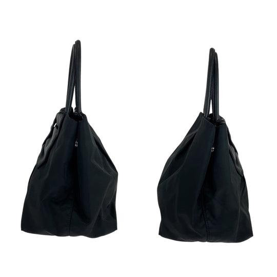 PRADA Tote Bag BN1601 Nylon Black SilverMetal Tote Bag handbag Test Ribbon TriangleWith logo Women Used Authentic