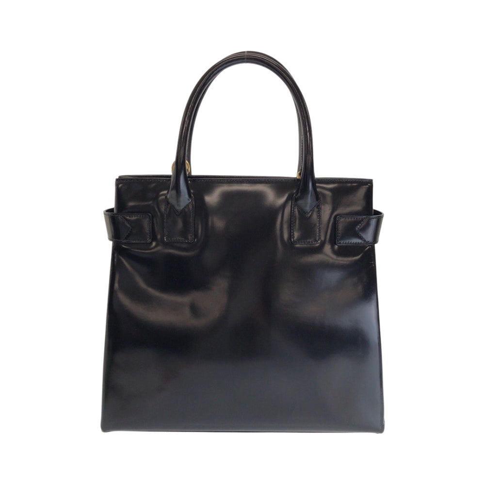 GUCCI Tote Bag 000 1669 0503 enamel Black GoldMetal Tote Bag handbag Women Used Authentic