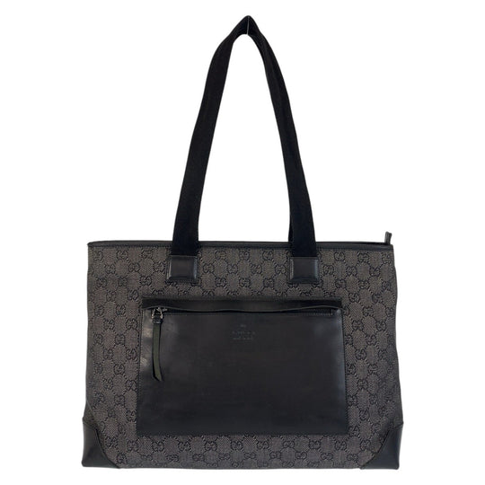 GUCCI Tote Bag 34339 GG canvas, leather Black black Tote Bag Shoulder Bag Women Used Authentic