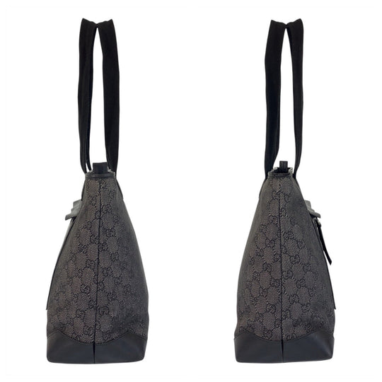 GUCCI Tote Bag 34339 GG canvas, leather Black black Tote Bag Shoulder Bag Women Used Authentic