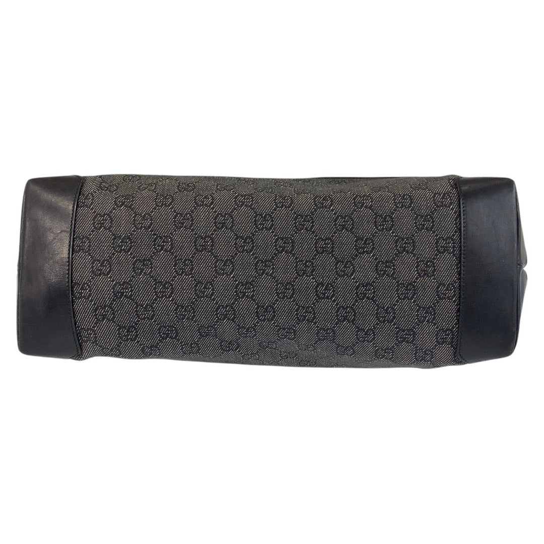 GUCCI Tote Bag 34339 GG canvas, leather Black black Tote Bag Shoulder Bag Women Used Authentic