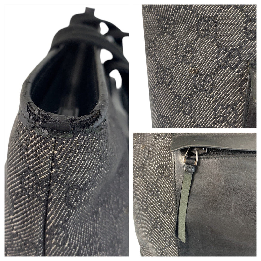 GUCCI Tote Bag 34339 GG canvas, leather Black black Tote Bag Shoulder Bag Women Used Authentic