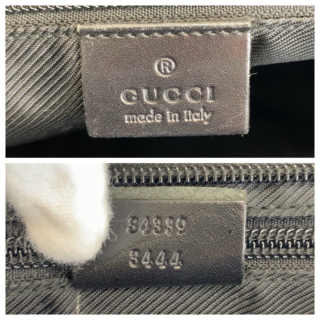 GUCCI Tote Bag 34339 GG canvas, leather Black black Tote Bag Shoulder Bag Women Used Authentic