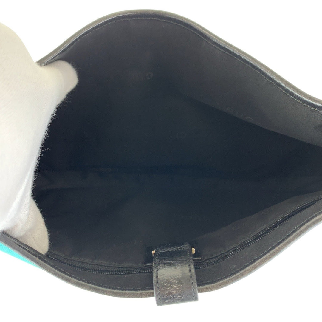 GUCCI Shoulder Bag 001 3306 Canvas, Leather Mint Green Black SilverMetal Jackie Hobo Women Used Authentic
