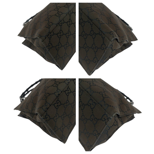 GUCCI Tote Bag 002 1010 GG canvas Brown Silver Metal Tote Bag handbag Bamboo Jumbo GG Women Used Authentic