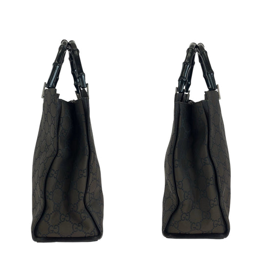 GUCCI Tote Bag 002 1010 GG canvas Brown Silver Metal Tote Bag handbag Bamboo Jumbo GG Women Used Authentic