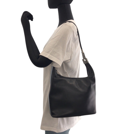 GUCCI Shoulder Bag 001 3814  002122 leather Black SilverMetal Hobo One Shoulder Bag Women Used Authentic