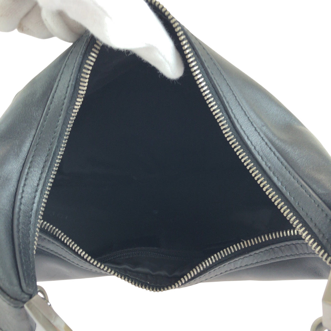 GUCCI Shoulder Bag 001 3814  002122 leather Black SilverMetal Hobo One Shoulder Bag Women Used Authentic
