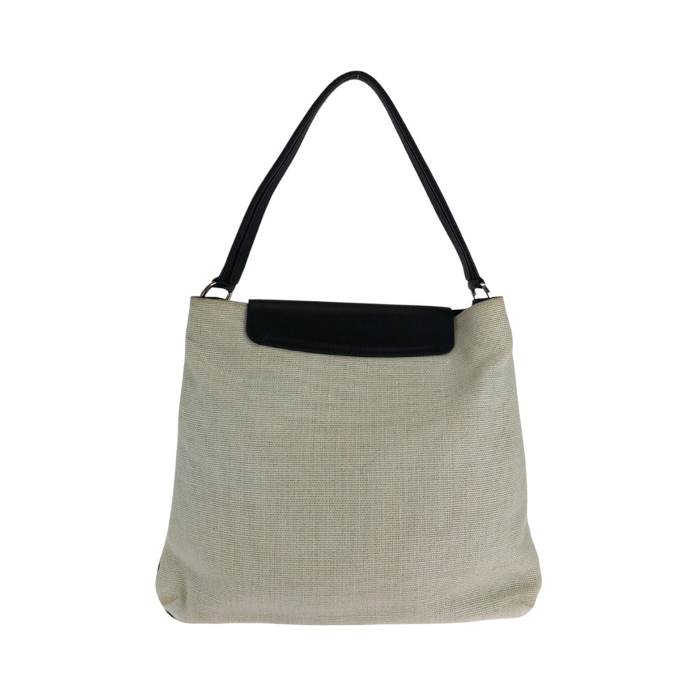 GUCCI Shoulder Bag 001 4014 001013 cotton Ivory Black SilverMetal Hobo One Shoulder Bag Women Used Authentic