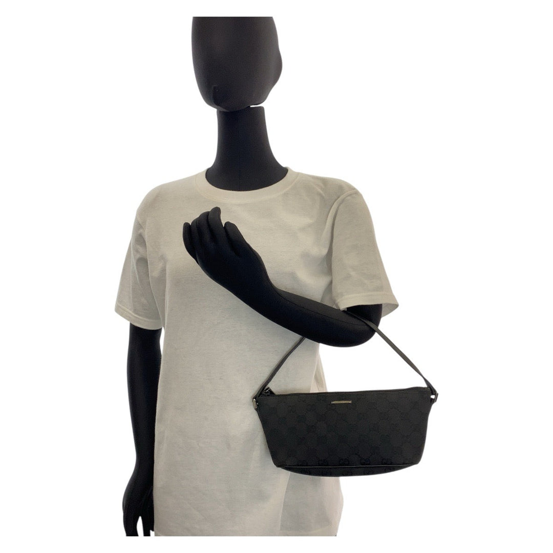 GUCCI Handbag 7198 GG canvas, leather Black black Handbag accessory pouch Women Used Authentic