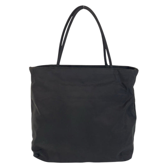 PRADA Tote Bag Nylon Black SilverMetal Tote Bag Shoulder Bag Test Triangle With logo Women Used Authentic