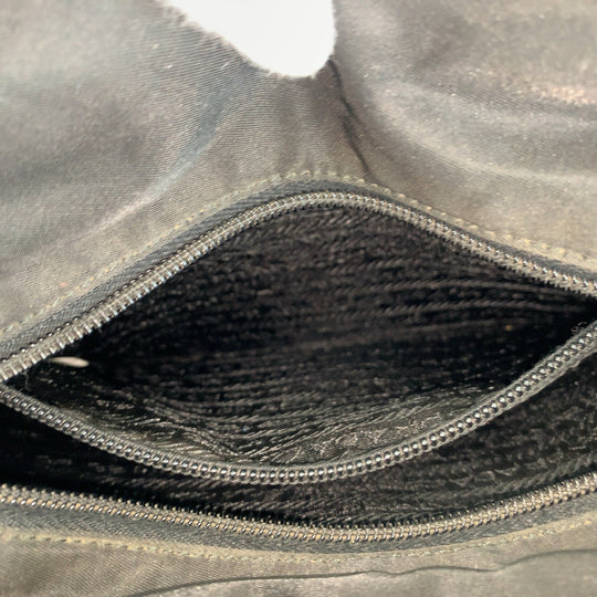 PRADA Tote Bag Nylon Black SilverMetal Tote Bag Shoulder Bag Test Triangle With logo Women Used Authentic