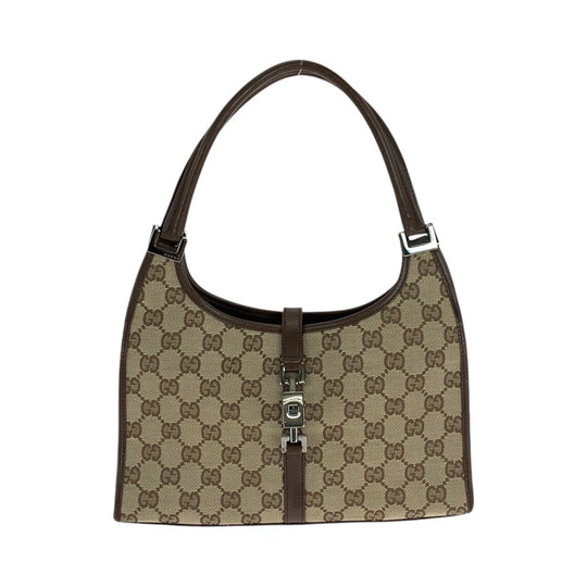 GUCCI Handbag 1721 GG canvas, leather Brown SilverMetal Handbag Shoulder Bag Jackie Women Used Authentic