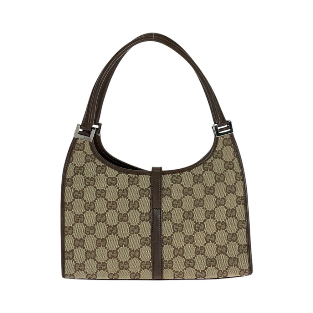 GUCCI Handbag 1721 GG canvas, leather Brown SilverMetal Handbag Shoulder Bag Jackie Women Used Authentic