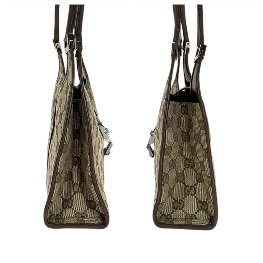 GUCCI Handbag 1721 GG canvas, leather Brown SilverMetal Handbag Shoulder Bag Jackie Women Used Authentic