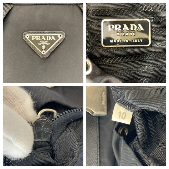 PRADA Backpack Nylon, Leather black Backpacks, Daypacks, Backpacks, Unisex Testo Saffiano Triangle With logo Women Used Authentic