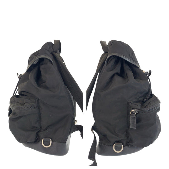 PRADA Backpack Nylon, Leather black Backpacks, Daypacks, Backpacks, Unisex Testo Saffiano Triangle With logo Women Used Authentic