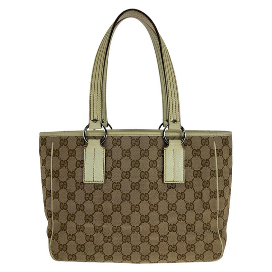 GUCCI Tote Bag 11309 GG canvas, leather beige white white Tote Bag Shoulder Bag Women Used Authentic