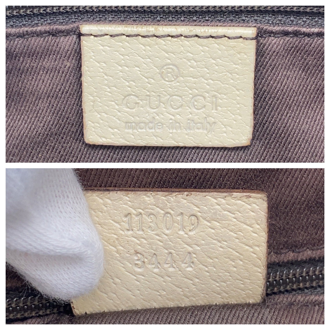 GUCCI Tote Bag 11309 GG canvas, leather beige white white Tote Bag Shoulder Bag Women Used Authentic