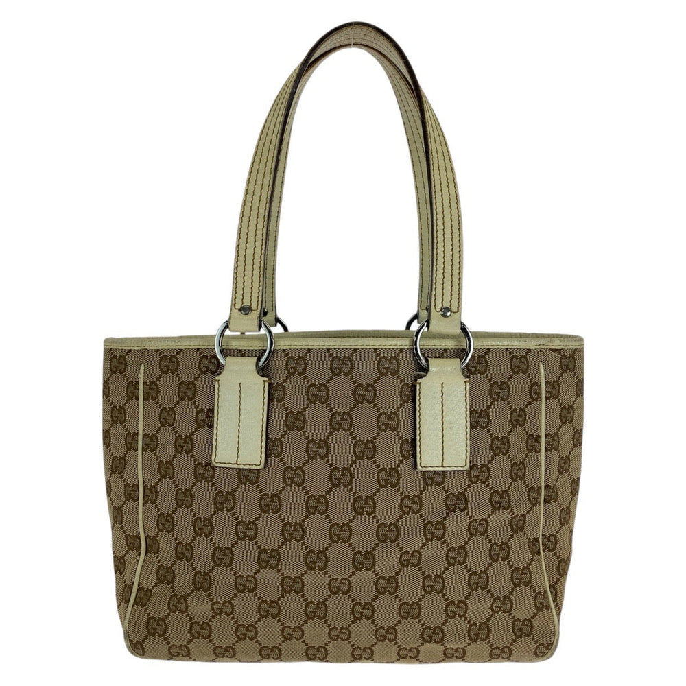 GUCCI Tote Bag 11309 GG canvas, leather beige white white Tote Bag Shoulder Bag Women Used Authentic