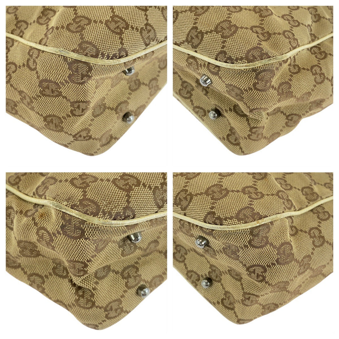 GUCCI Tote Bag 11309 GG canvas, leather beige white white Tote Bag Shoulder Bag Women Used Authentic
