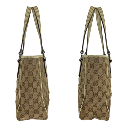 GUCCI Tote Bag 11309 GG canvas, leather beige white white Tote Bag Shoulder Bag Women Used Authentic