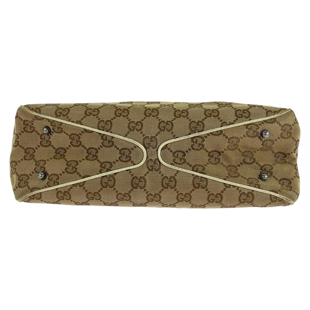 GUCCI Tote Bag 11309 GG canvas, leather beige white white Tote Bag Shoulder Bag Women Used Authentic