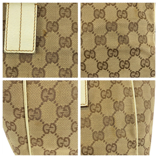 GUCCI Tote Bag 11309 GG canvas, leather beige white white Tote Bag Shoulder Bag Women Used Authentic