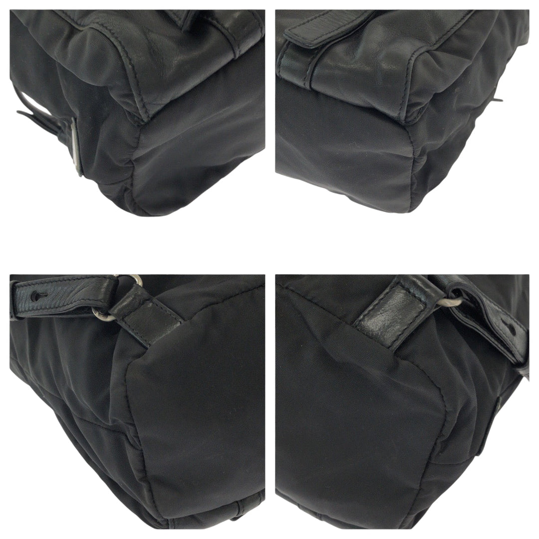 PRADA Backpack Nylon, Leather black Backpack Unisex Test Women Used Authentic