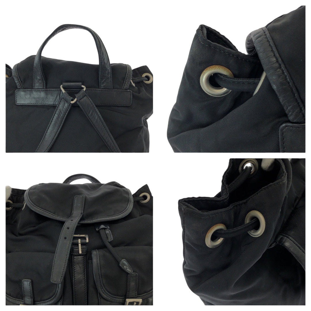 PRADA Backpack Nylon, Leather black Backpack Unisex Test Women Used Authentic