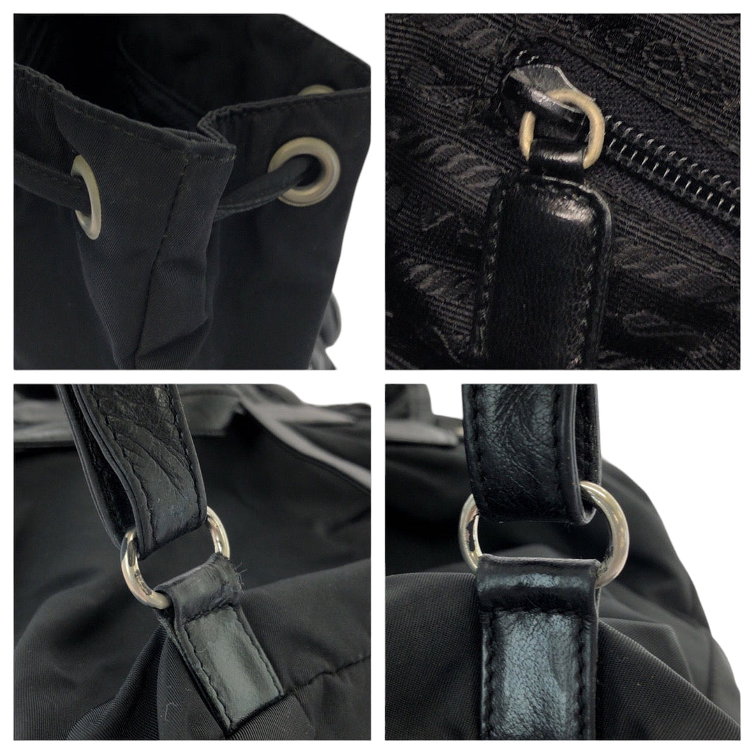 PRADA Backpack Nylon, Leather black Backpack Unisex Test Women Used Authentic