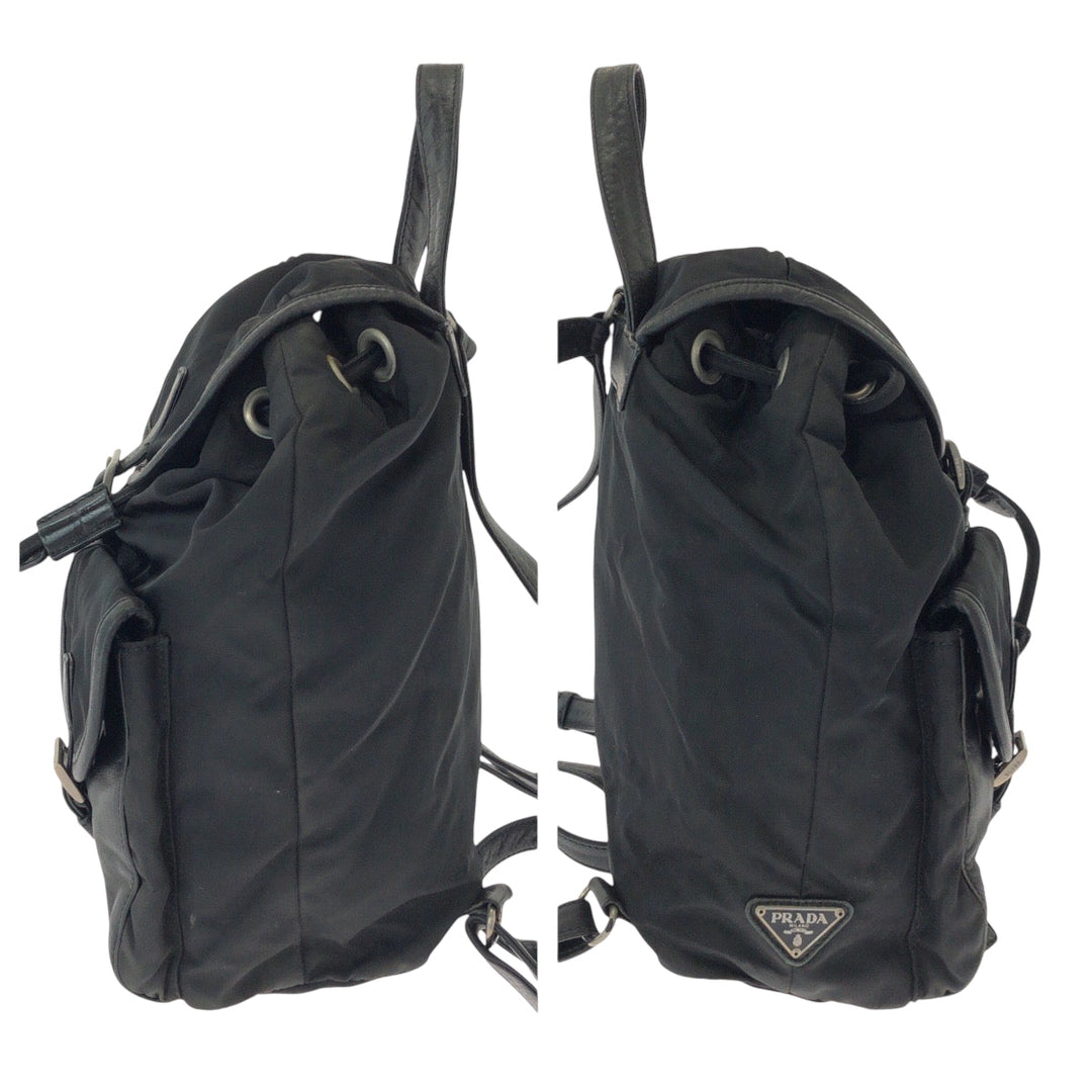 PRADA Backpack Nylon, Leather black Backpack Unisex Test Women Used Authentic