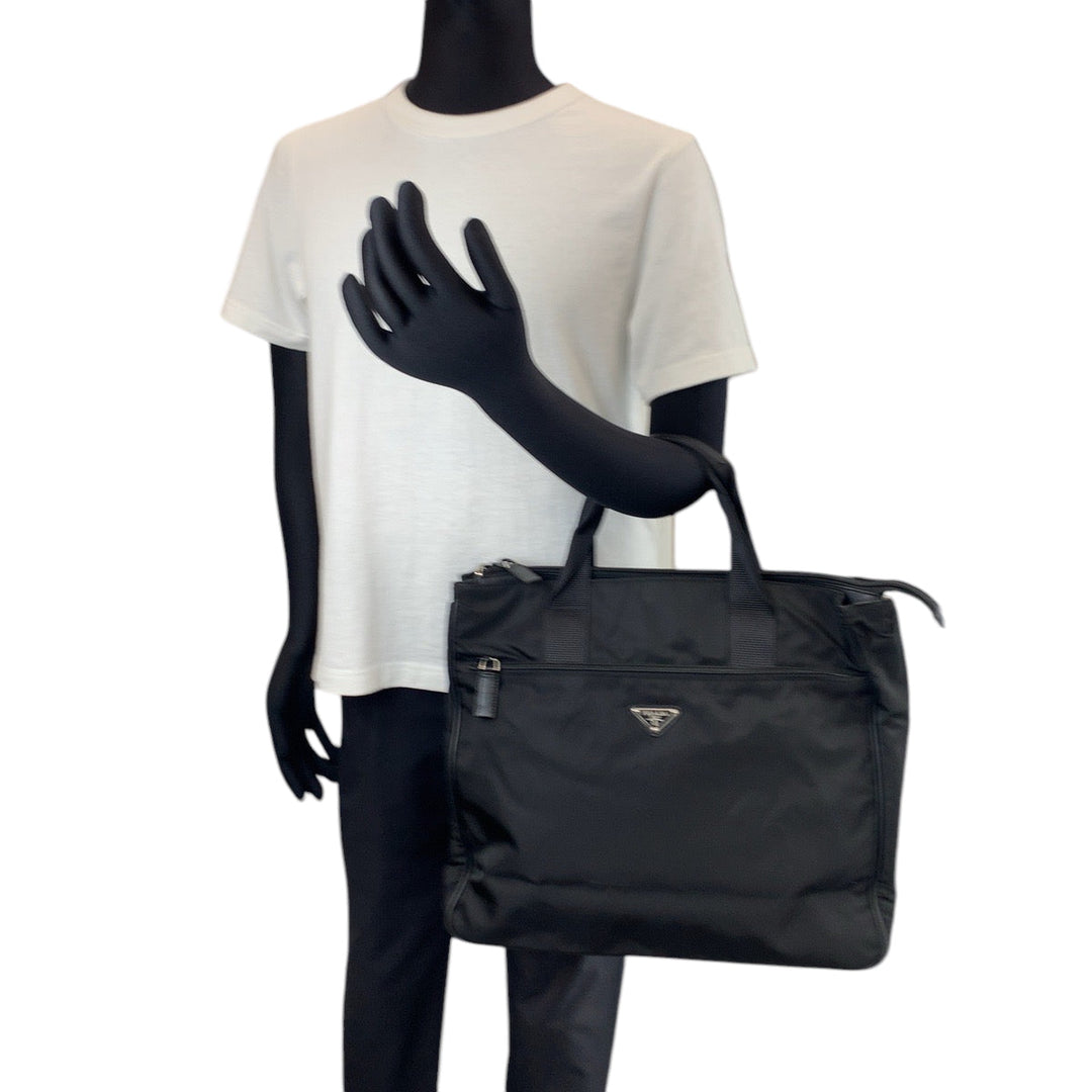 PRADA Shoulder Bag V407S Nylon black Shoulder Bag Business Bag 2way Tote Bag Test Triangle With logo mens Used Authentic
