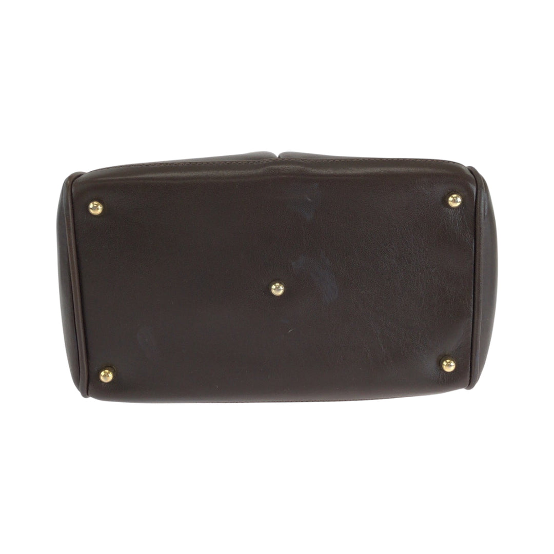 GUCCI Handbag 000 032 0015 leather Brown Gold Metal Shoulder Bag Handbag 2way Bamboo Women Used Authentic