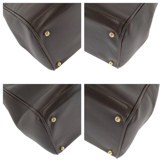 GUCCI Handbag 000 032 0015 leather Brown Gold Metal Shoulder Bag Handbag 2way Bamboo Women Used Authentic