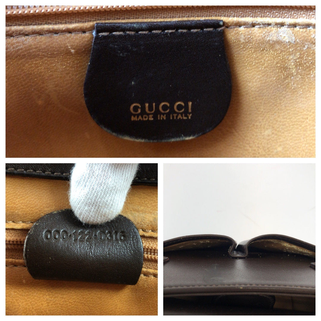 GUCCI Handbag 000 032 0015 leather Brown Gold Metal Shoulder Bag Handbag 2way Bamboo Women Used Authentic