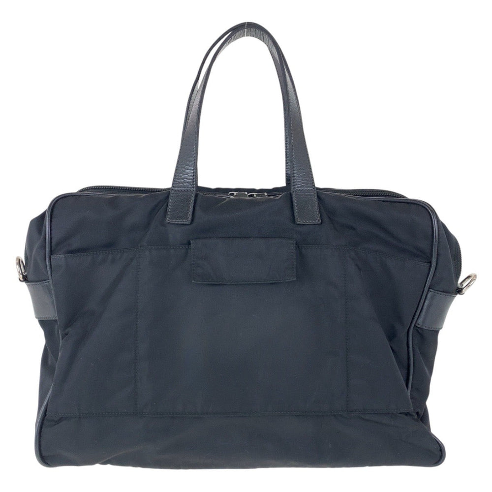 PRADA Business bag Nylon, Leather Black SilverMetal Business bag Briefcase 2way Testo Saffiano Triangle With logo mens Used Authentic